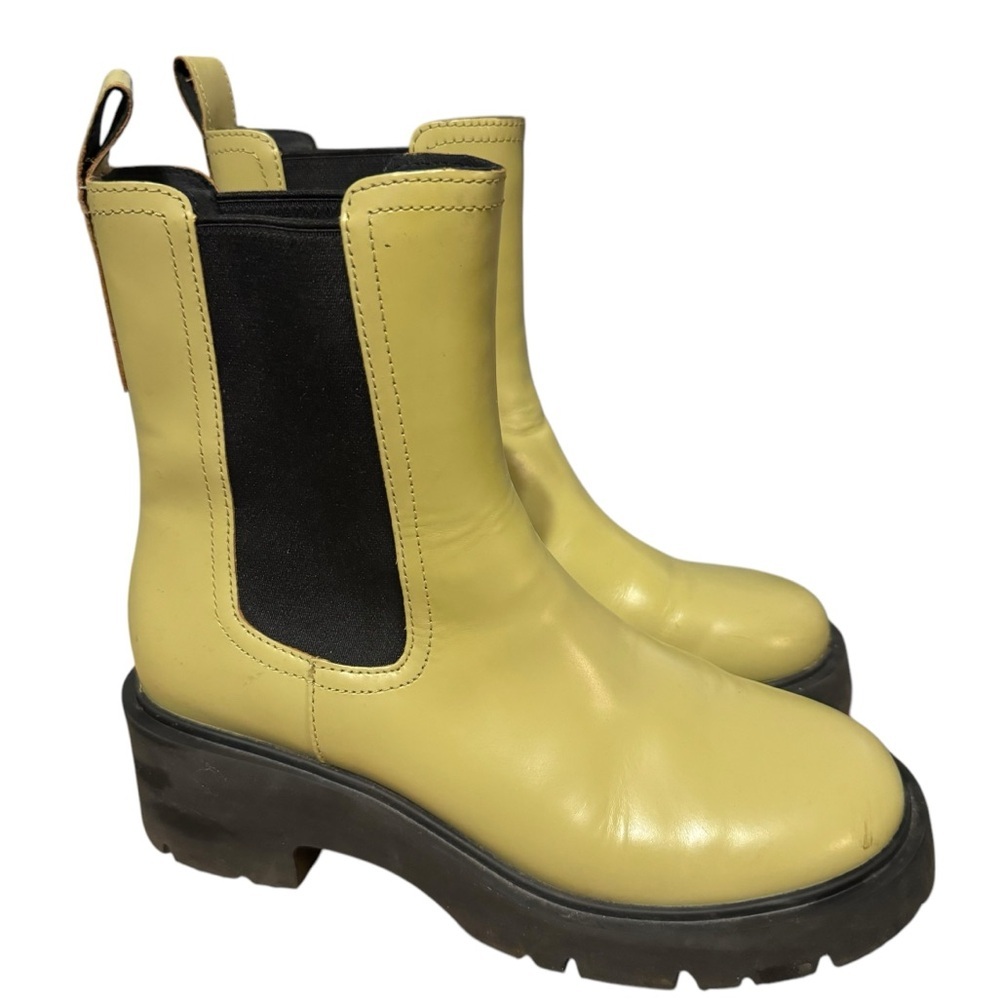 Camper Yellow/Green Leather Chelsea Ankle Boots with Black Elastic - Picture 5 of 8